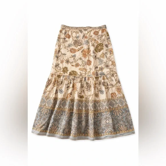 House of Harlow 1960 Floral Cream Maxi Skirt with Blue and Olive Accents - Picture 4 of 5